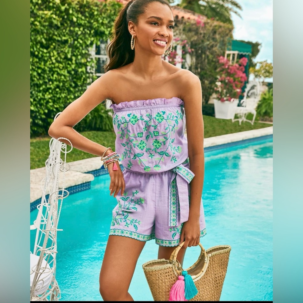 Lilly Pulitzer Embroidered Romper NWT‎